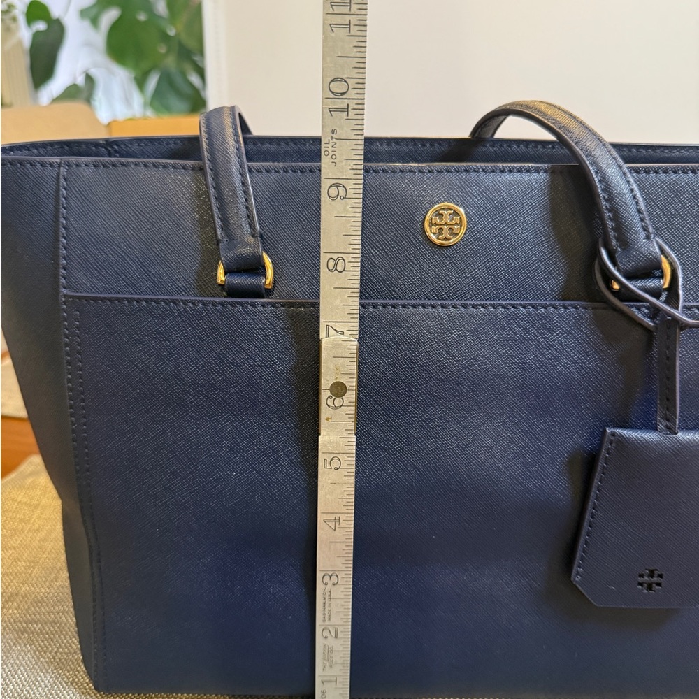 Tory Burch Navy Blue Leather Tote Bag - Purse - Picture 14 of 15